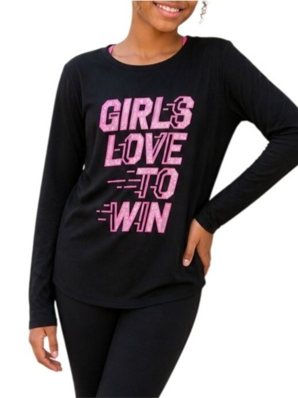 Danskin Now Drimore Girls Size XL/XG 14-16 Top Graphic Long Sleeve T-Shirt